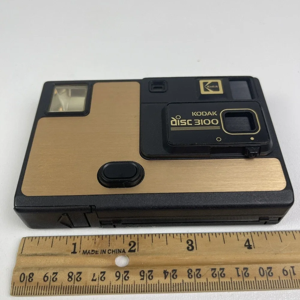 1980s Kodak Disc 3100 Gold and Black Disc Camera Made‎ In USA Vintage Untested
